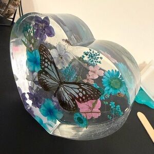Floral Butterfly Heart Art Piece